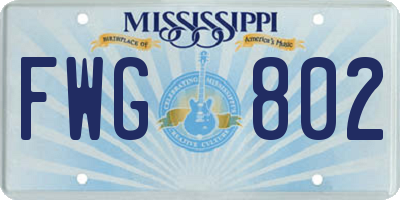 MS license plate FWG802