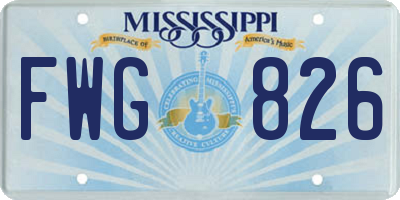 MS license plate FWG826