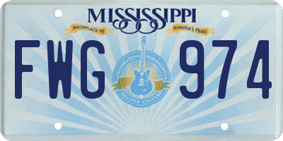 MS license plate FWG974