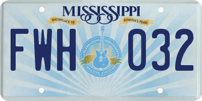 MS license plate FWH032