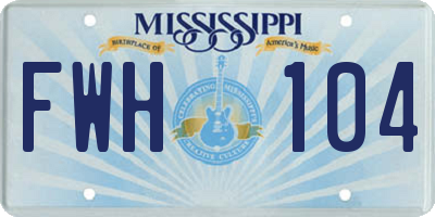 MS license plate FWH104