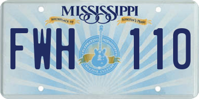 MS license plate FWH110