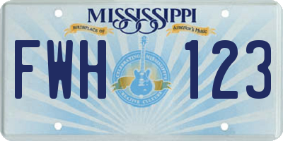MS license plate FWH123