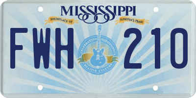 MS license plate FWH210