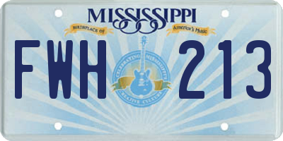 MS license plate FWH213