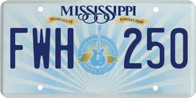 MS license plate FWH250