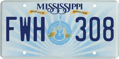 MS license plate FWH308