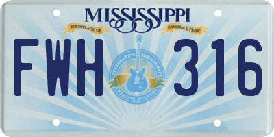 MS license plate FWH316