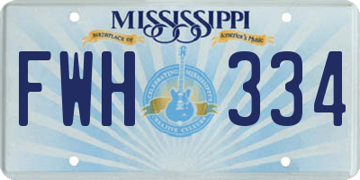 MS license plate FWH334