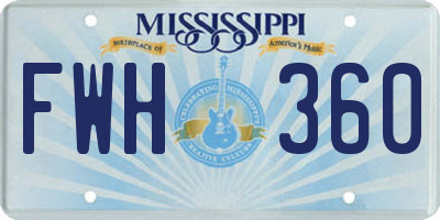 MS license plate FWH360