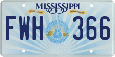 MS license plate FWH366