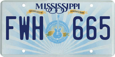MS license plate FWH665