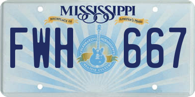 MS license plate FWH667