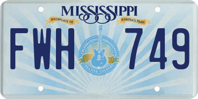 MS license plate FWH749
