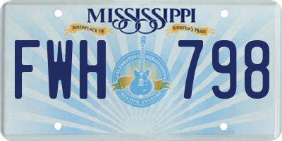 MS license plate FWH798
