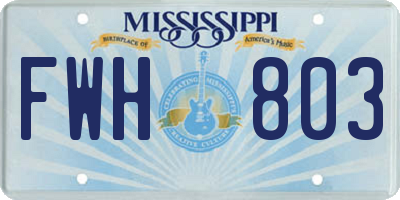 MS license plate FWH803