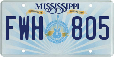 MS license plate FWH805
