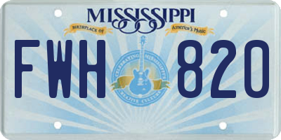 MS license plate FWH820