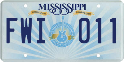 MS license plate FWI011