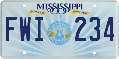 MS license plate FWI234