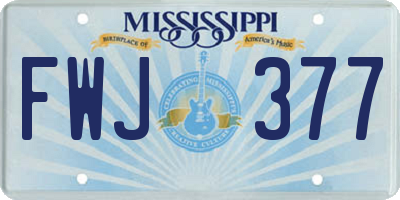 MS license plate FWJ377