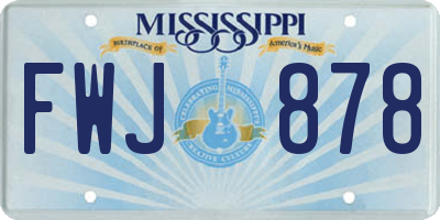 MS license plate FWJ878