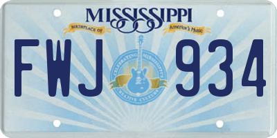MS license plate FWJ934