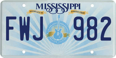 MS license plate FWJ982