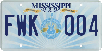 MS license plate FWK004