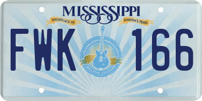 MS license plate FWK166
