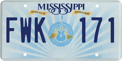 MS license plate FWK171