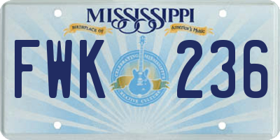 MS license plate FWK236