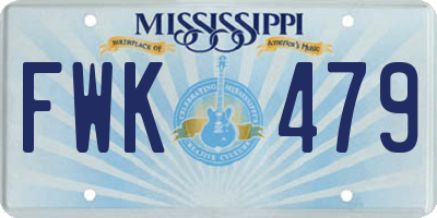 MS license plate FWK479