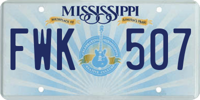 MS license plate FWK507