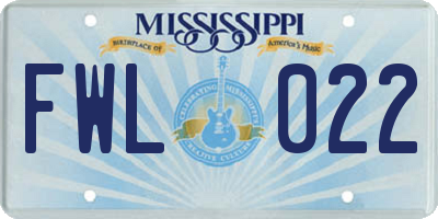 MS license plate FWL022