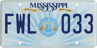 MS license plate FWL033