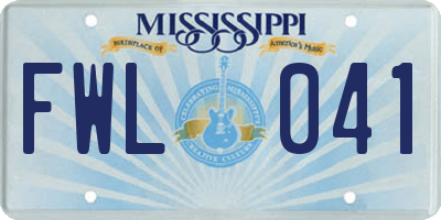 MS license plate FWL041