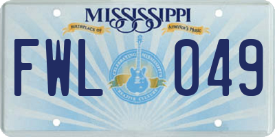 MS license plate FWL049