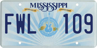 MS license plate FWL109