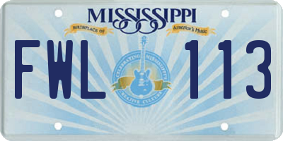 MS license plate FWL113