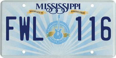 MS license plate FWL116