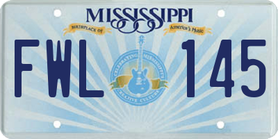 MS license plate FWL145