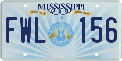 MS license plate FWL156