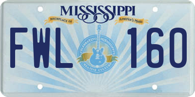 MS license plate FWL160