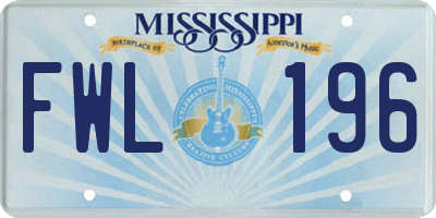 MS license plate FWL196