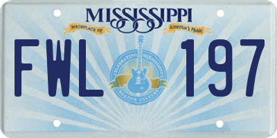 MS license plate FWL197