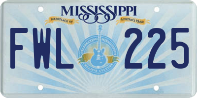 MS license plate FWL225