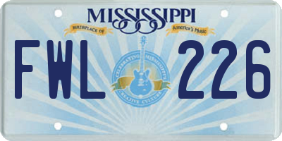MS license plate FWL226