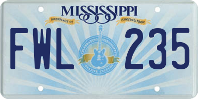 MS license plate FWL235