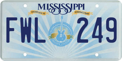 MS license plate FWL249